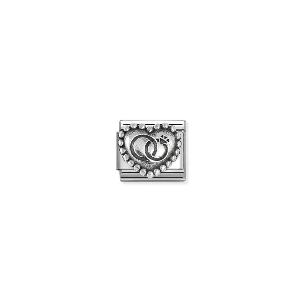 Composable Classic OXIDIZED SYMBOLS in st,steel and 925 sterling silver 90 Wedding rings dotted heart