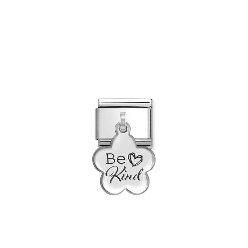 Composable Classic ENGRAVED CHARMS IC in steel and 925 sterling silver 12 BE KIND flower