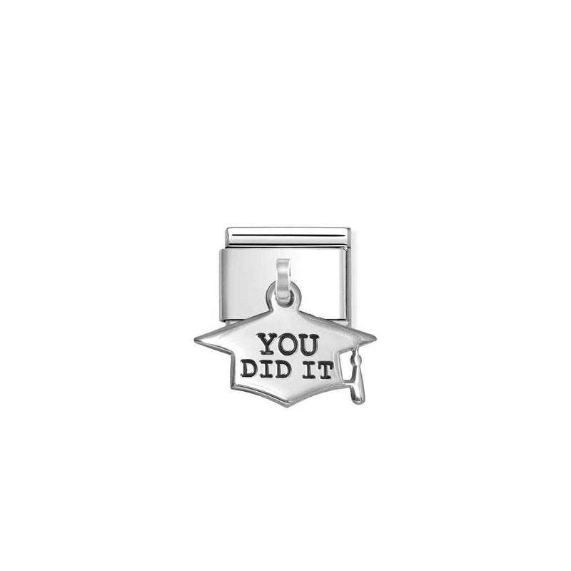 Composable Classic ENGRAVED CHARMS IC in steel and 925 sterling silver 10 YOU DID IT graduation hat