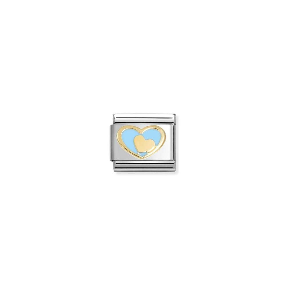 Composable Classic LOVE 2 stainless steel, enamel and bonded yellow gold 31 Heart in heart BLUE