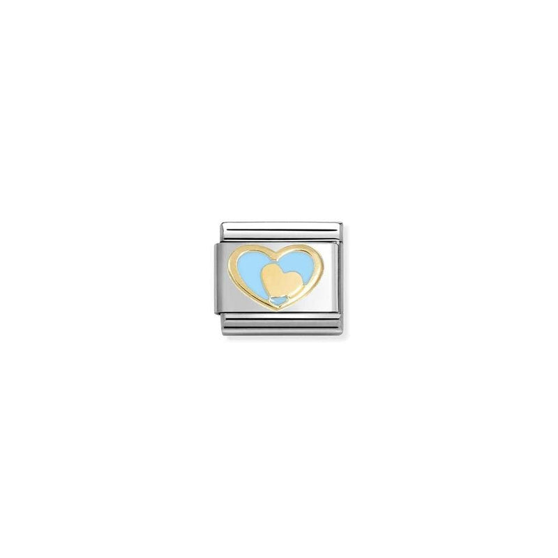 Composable Classic LOVE 2 stainless steel, enamel and bonded yellow gold 31 Heart in heart BLUE