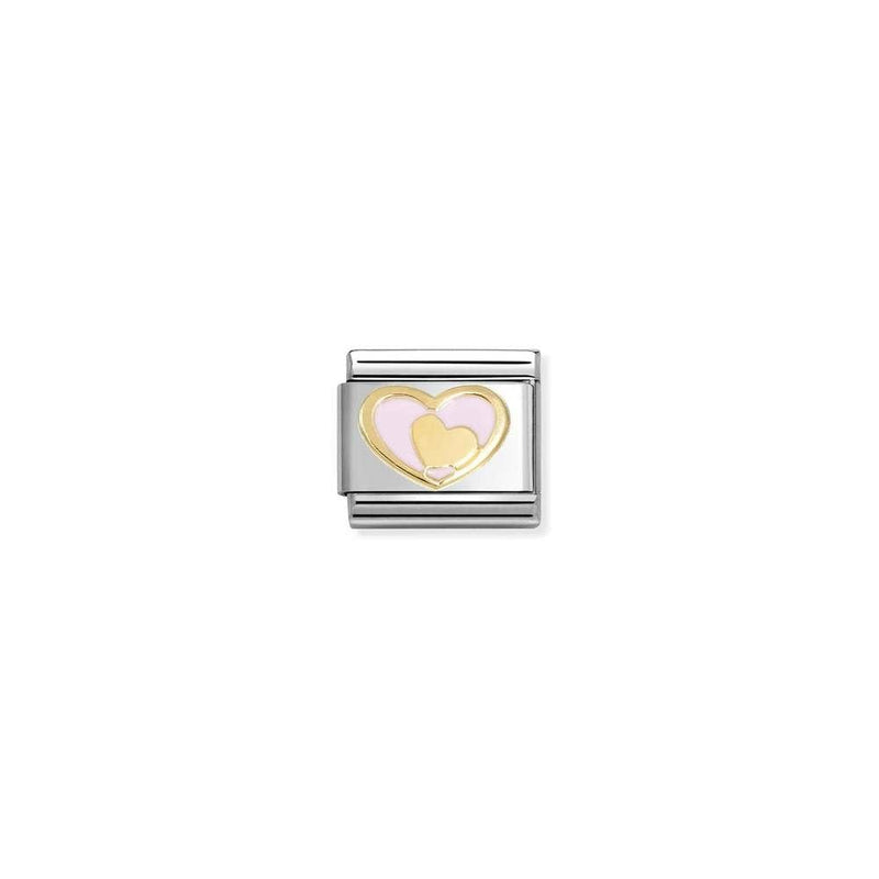 Composable Classic LOVE 2 stainless steel, enamel and bonded yellow gold 30 Heart in heart Rose