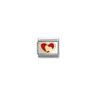 Composable Classic LOVE 2 stainless steel, enamel and bonded yellow gold 28 Heart in heart RED