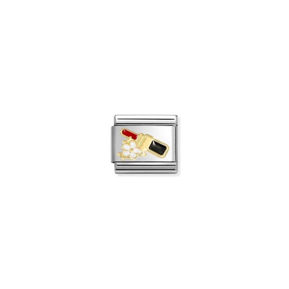 Composable Classic SYMBOLS steel, enamel and bonded yellow gold 96 Lipstick RED with flower