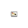 Composable Classic SYMBOLS steel, enamel and bonded yellow gold 96 Lipstick RED with flower