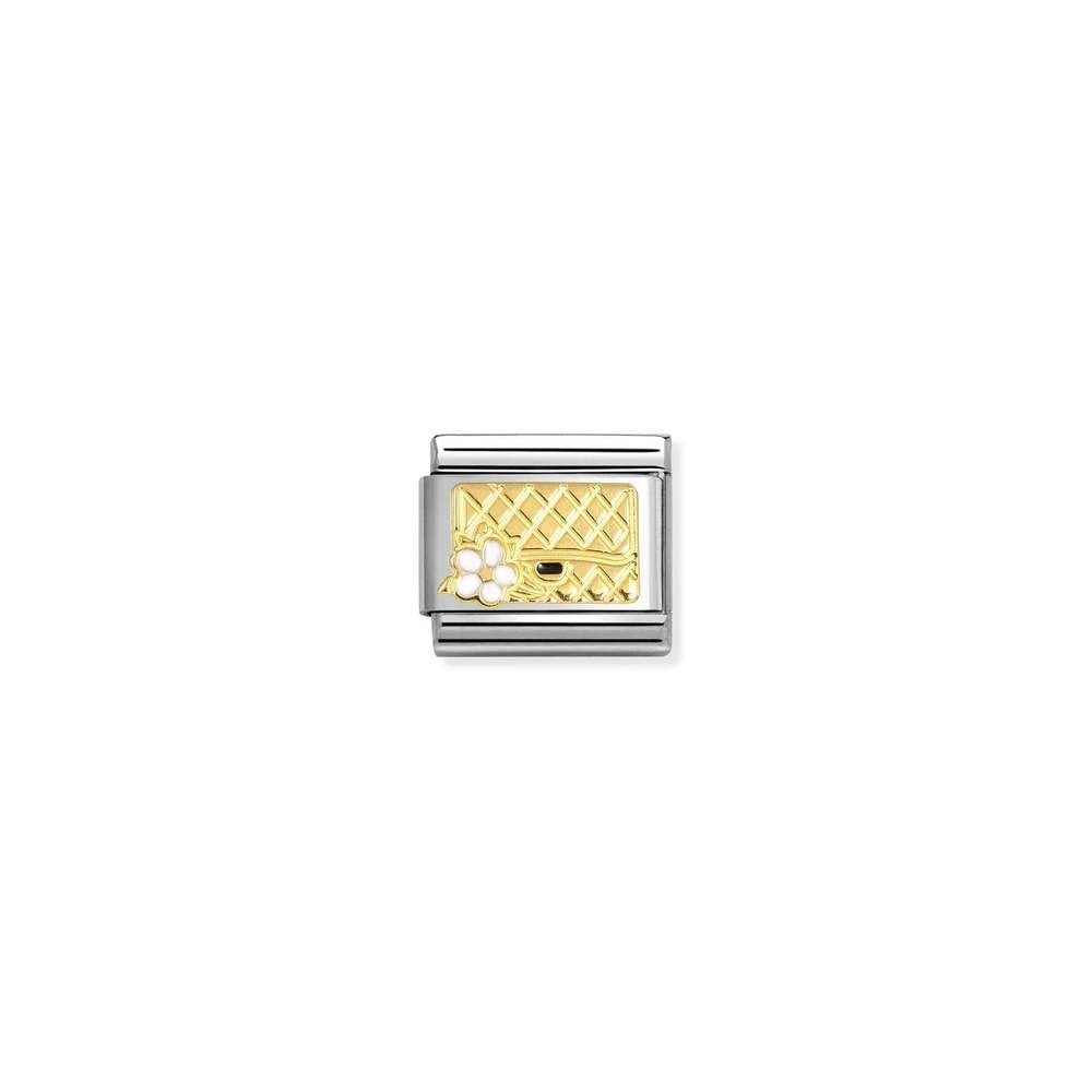 Composable Classic SYMBOLS steel, enamel and bonded yellow gold 94 Bag with flower WHITE