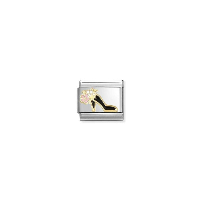 Composable Classic SYMBOLS steel, enamel and bonded yellow gold 95 Shoe with flower BLACK