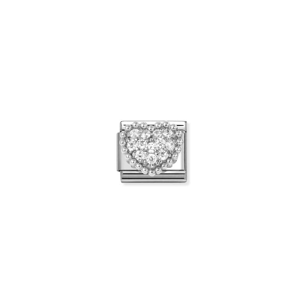 Composable CL SYMBOLS steel, Cz and 925 sterling silver RICH 07 WHITE dot heart