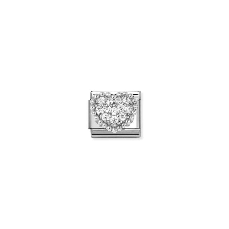 Composable CL SYMBOLS steel, Cz and 925 sterling silver RICH 07 WHITE dot heart