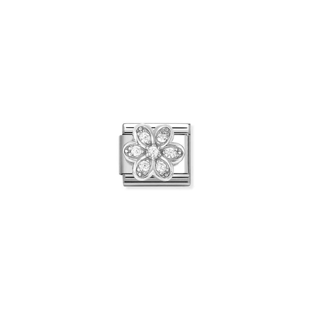 Composable CL SYMBOLS steel, Cz and 925 sterling silver RICH 06 WHITE daisy
