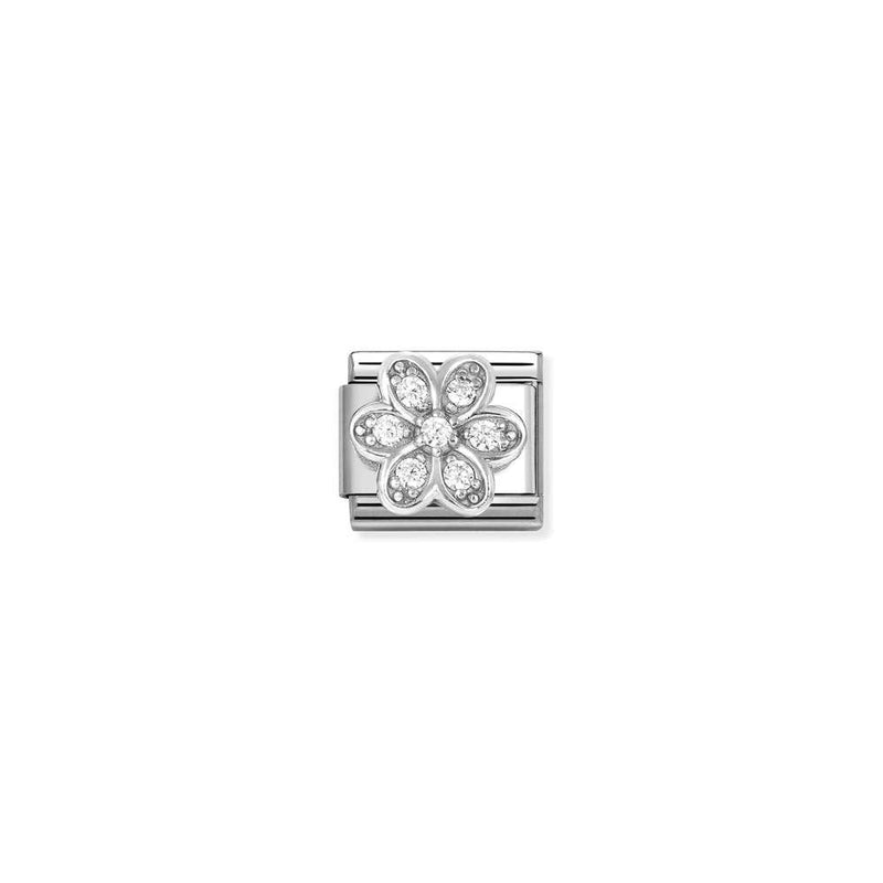 Composable CL SYMBOLS steel, Cz and 925 sterling silver RICH 06 WHITE daisy