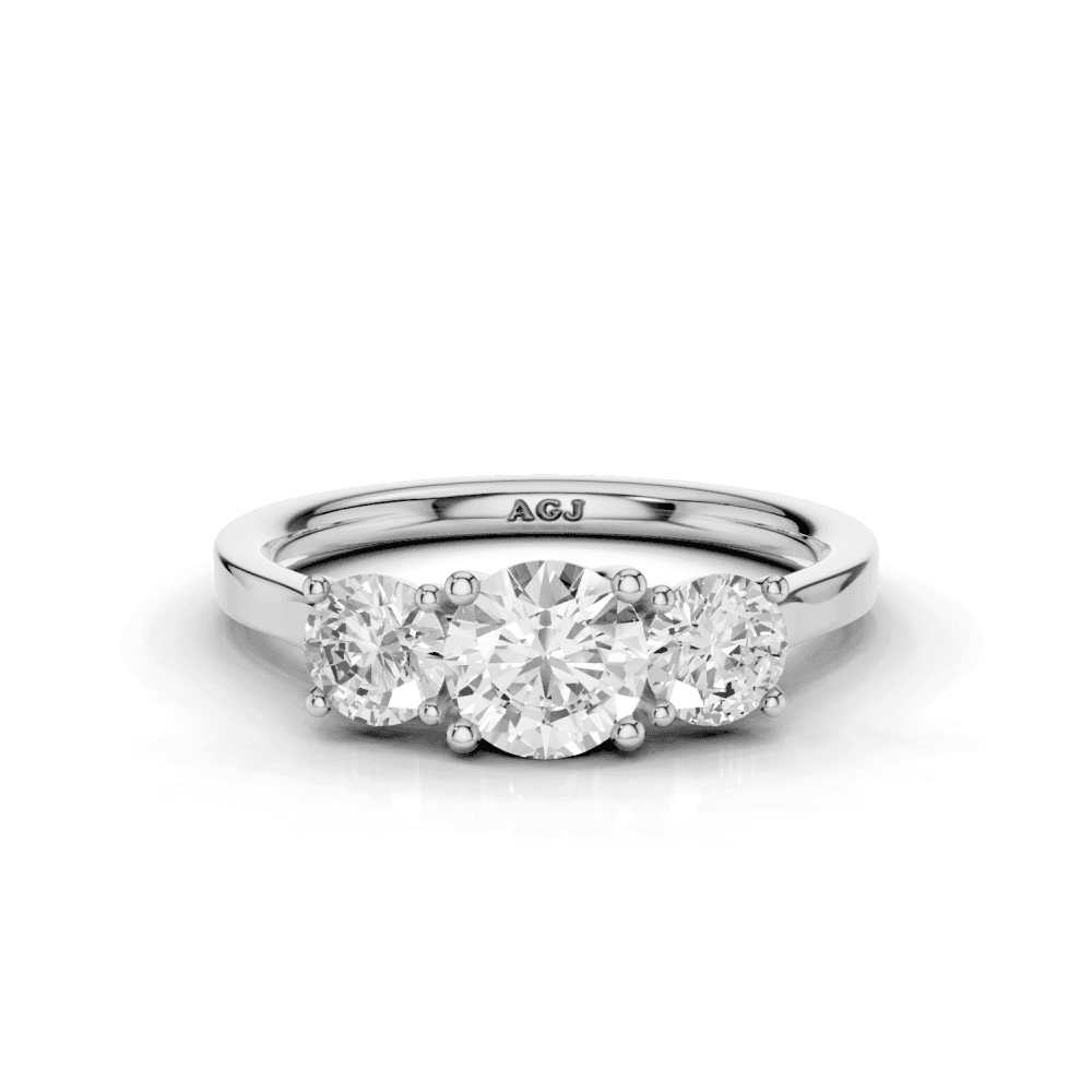 Honeysuckle Round Cut Diamond Trilogy Ring