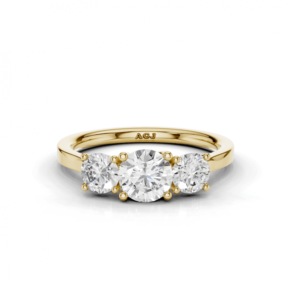 Honeysuckle Round Cut Diamond Trilogy Ring