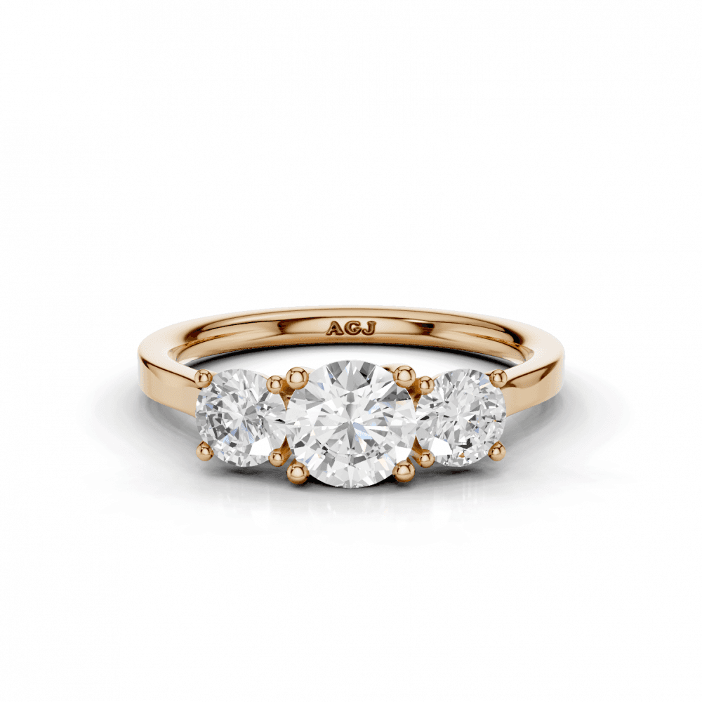 Honeysuckle Round Cut Diamond Trilogy Ring