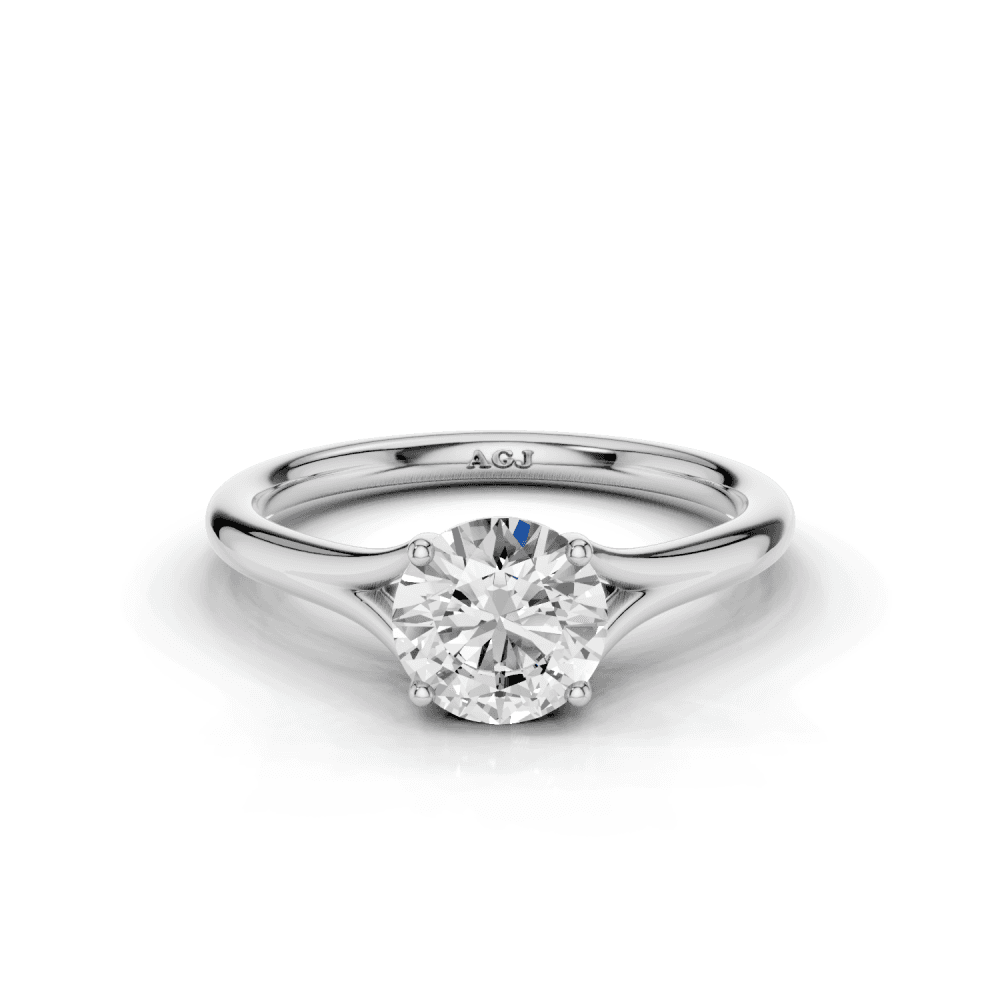 Iris Round Cut Diamond Split Shank Solitaire Ring