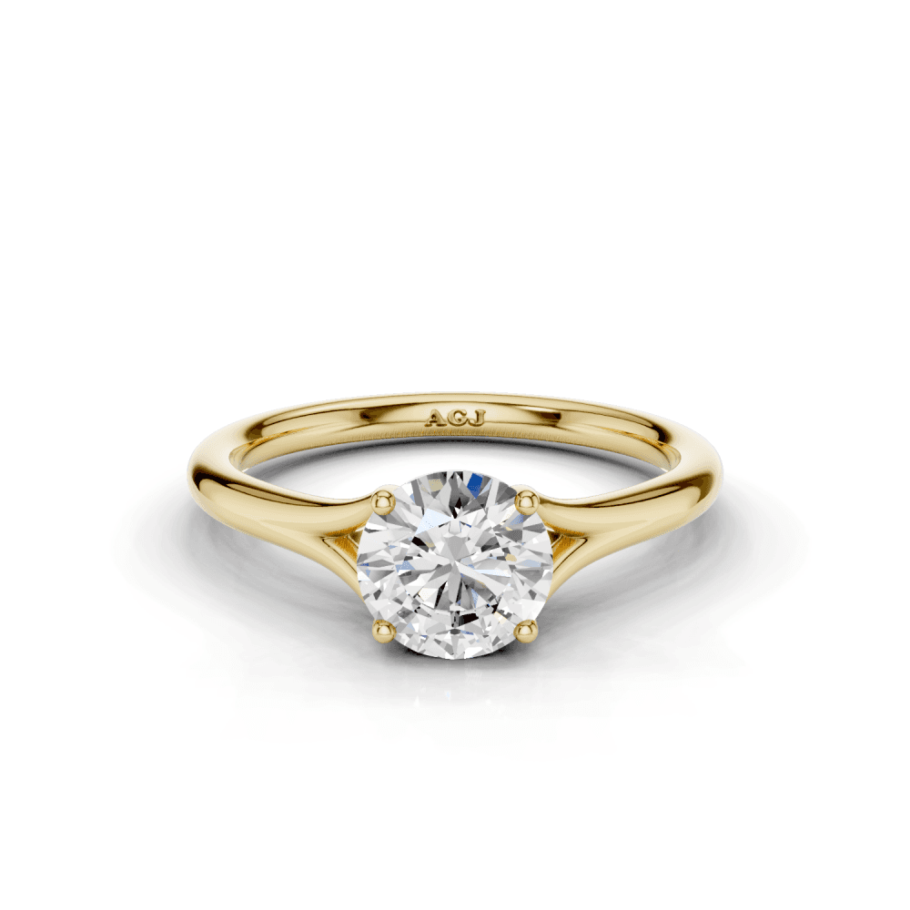 Iris Round Cut Diamond Split Shank Solitaire Ring