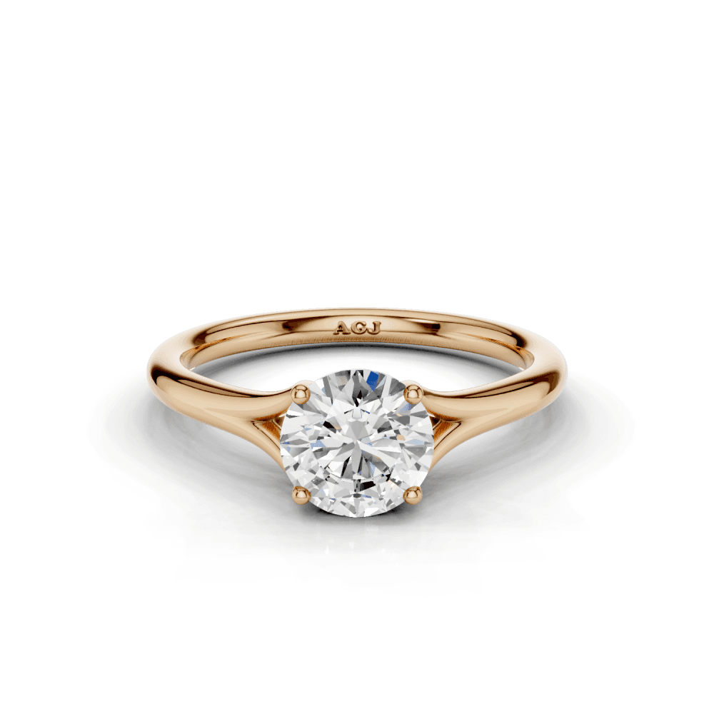 Iris Round Cut Diamond Split Shank Solitaire Ring