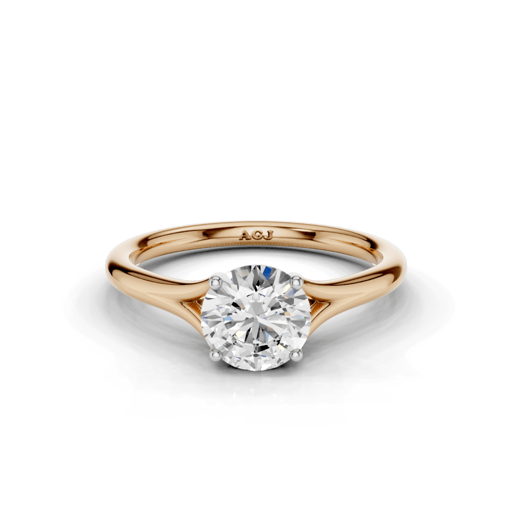 Iris Round Cut Diamond Split Shank Solitaire Ring