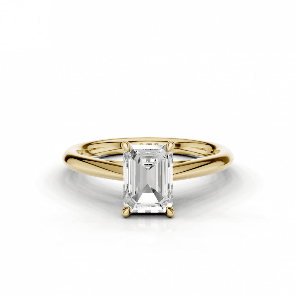 Camellia Emerald Cut Diamond Solitaire Ring With Hidden Stone