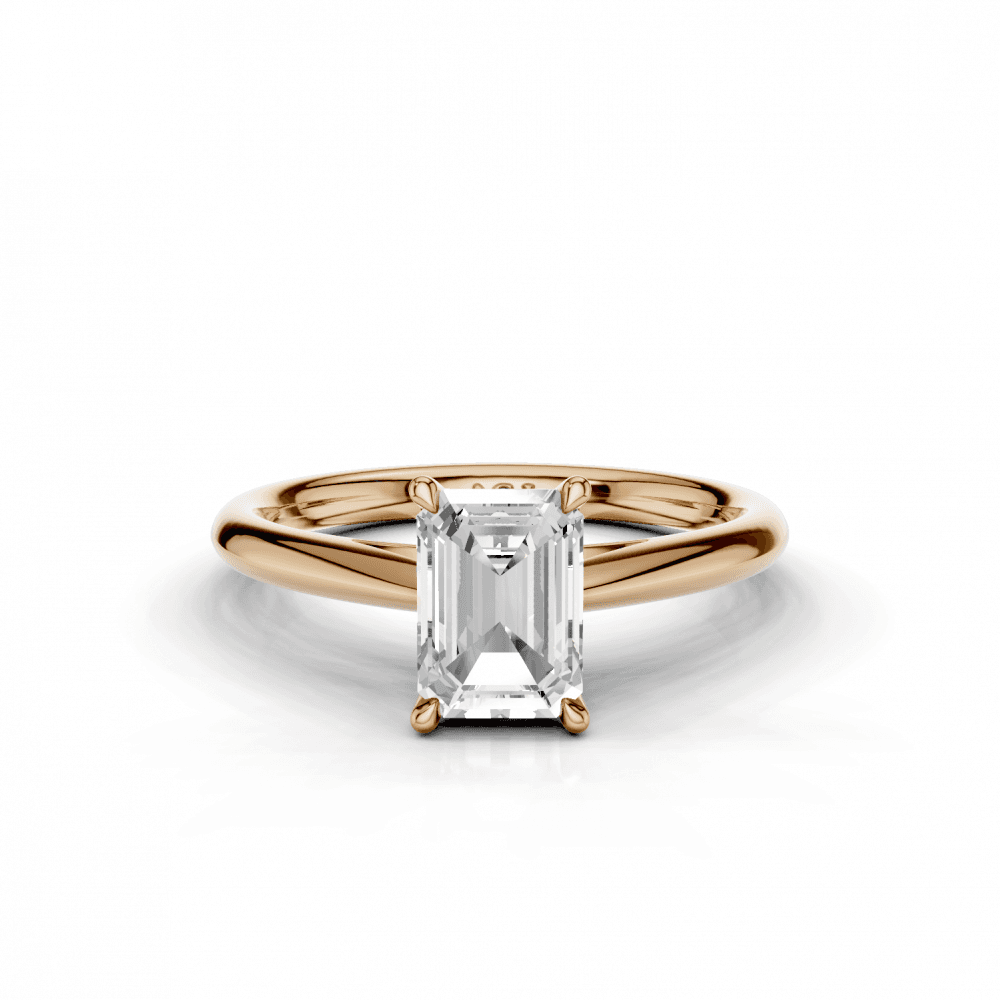 Camellia Emerald Cut Diamond Solitaire Ring With Hidden Stone