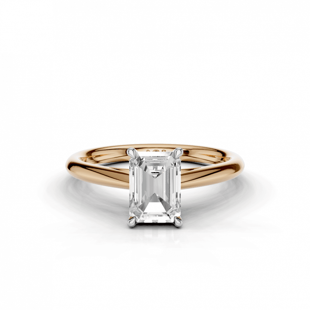 Camellia Emerald Cut Diamond Solitaire Ring With Hidden Stone