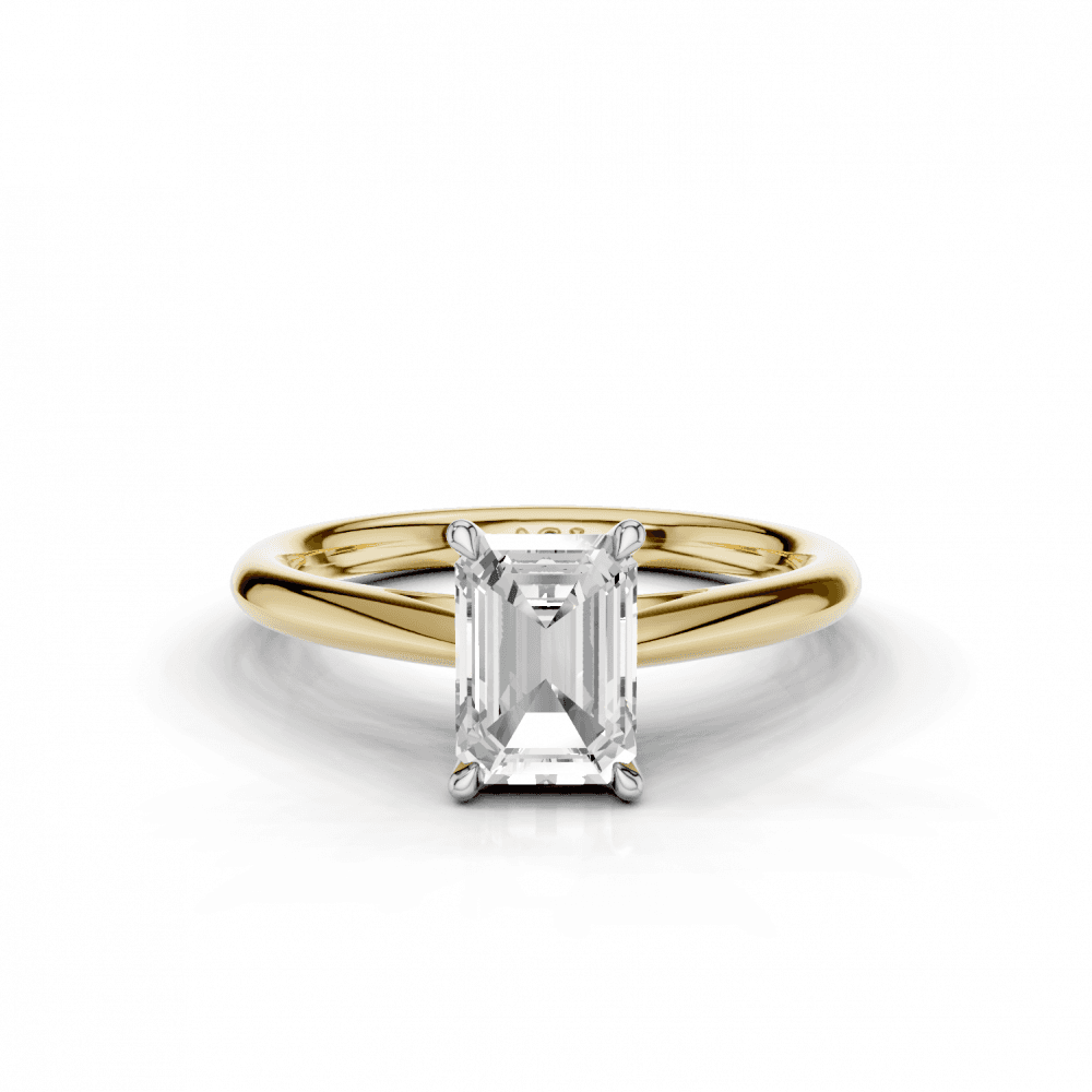 Camellia Emerald Cut Diamond Solitaire Ring With Hidden Stone