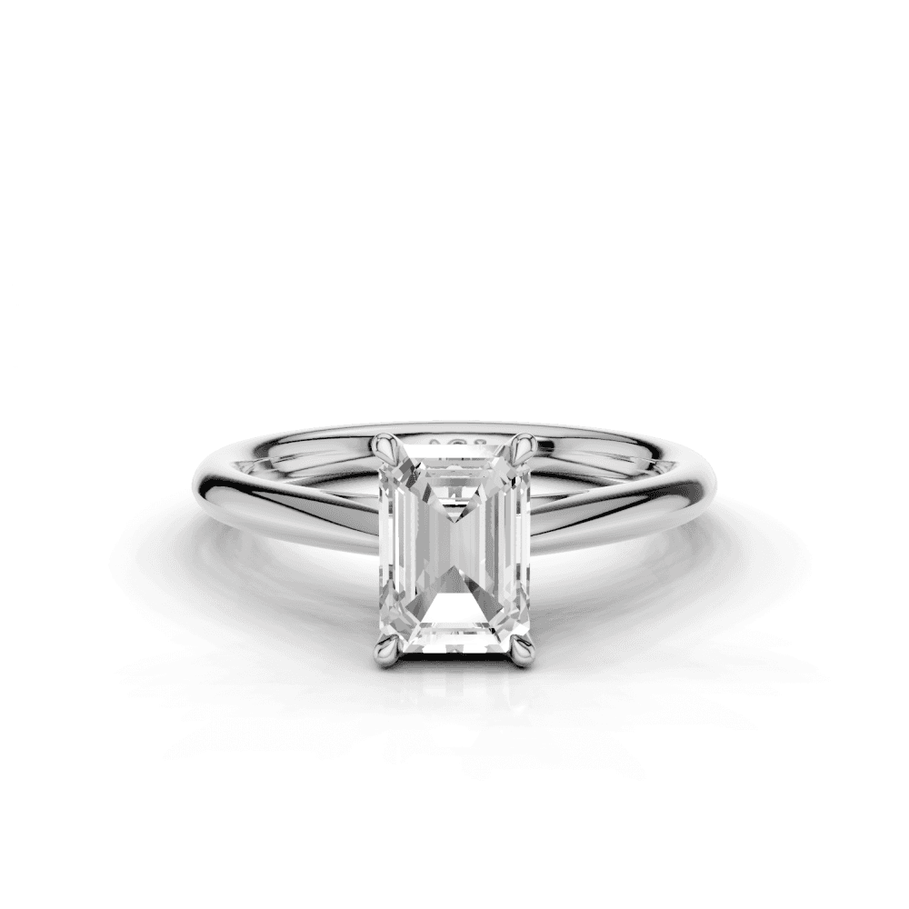 Camellia Emerald Cut Diamond Solitaire Ring With Hidden Stone