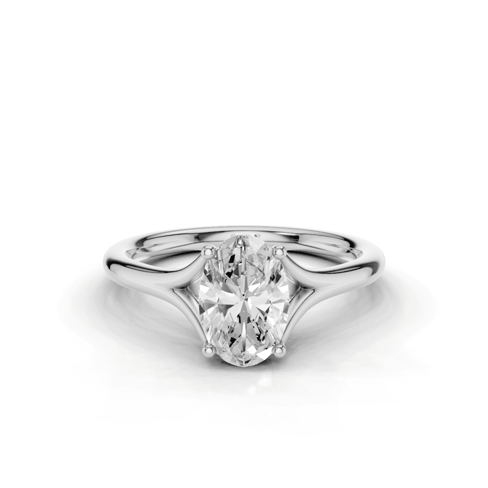 Iris Oval Cut Diamond Split Shank Solitaire Ring