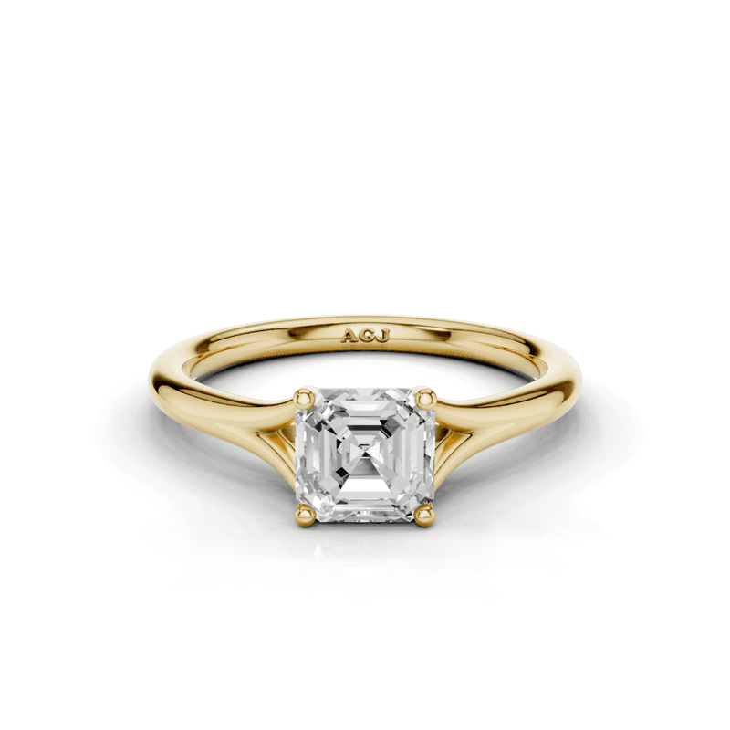 Iris Asscher Cut Diamond Split shank Solitaire Ring