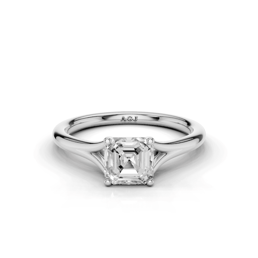 Iris Asscher Cut Diamond Split shank Solitaire Ring