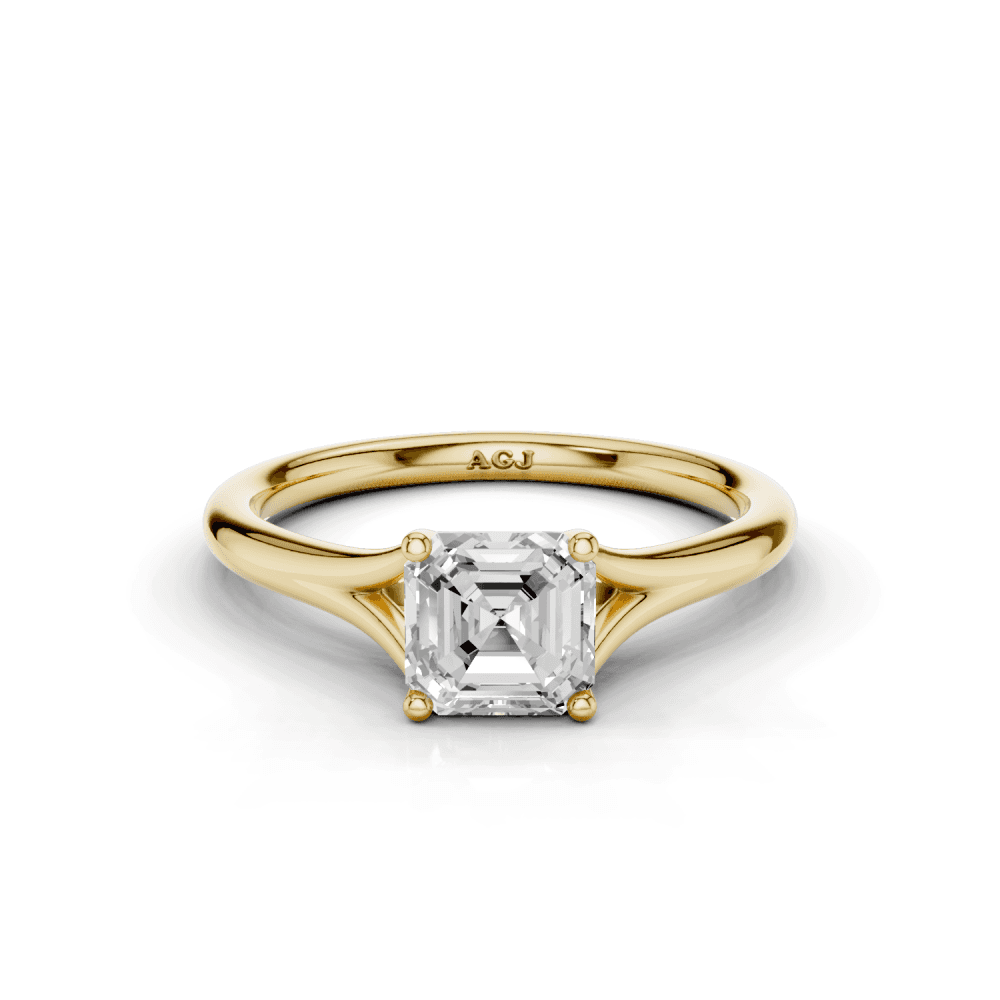 Iris Asscher Cut Diamond Split shank Solitaire Ring
