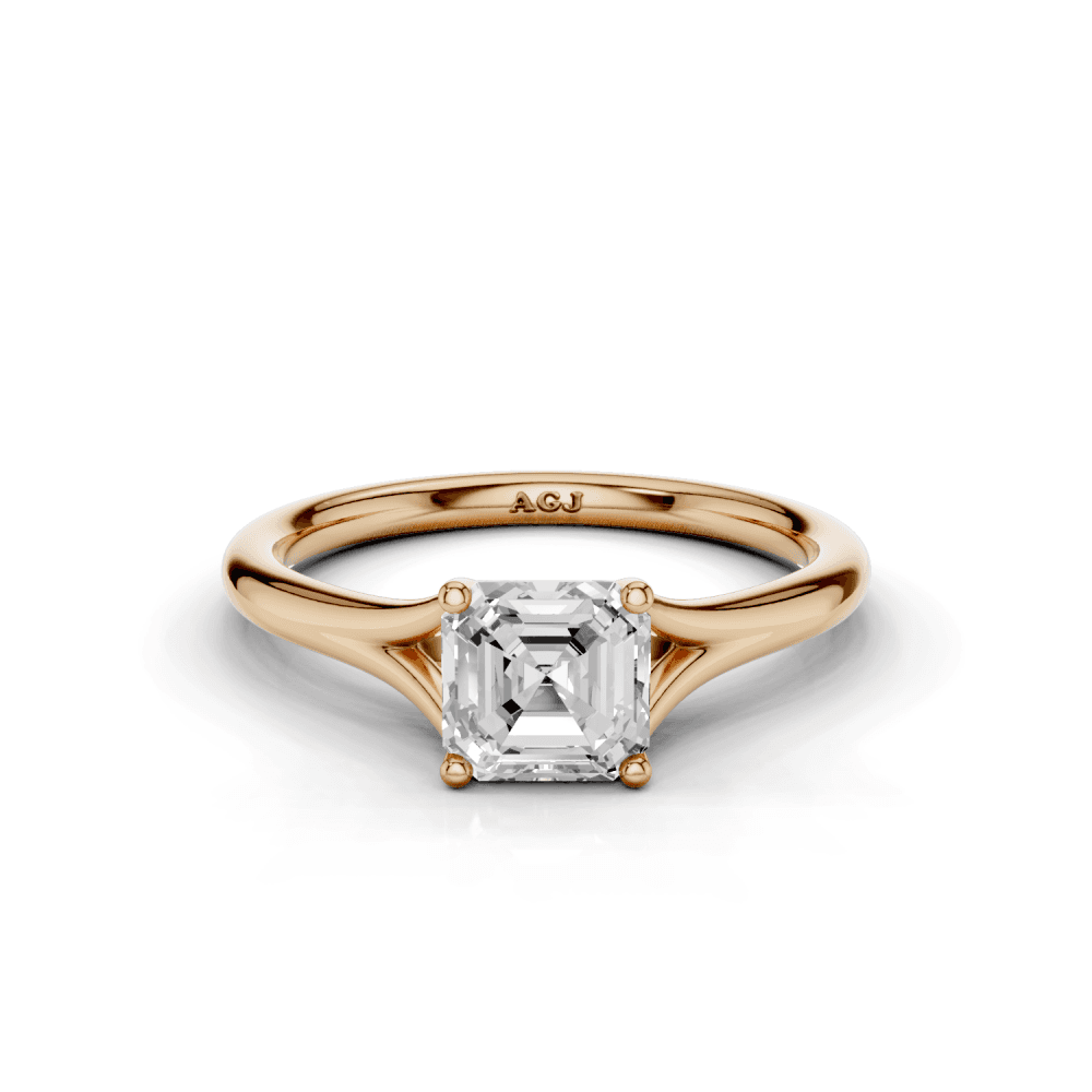 Iris Asscher Cut Diamond Split shank Solitaire Ring