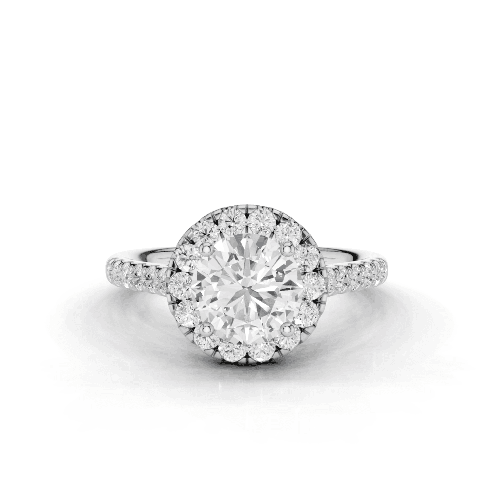 Sunflower Round Cut Diamond Halo Ring