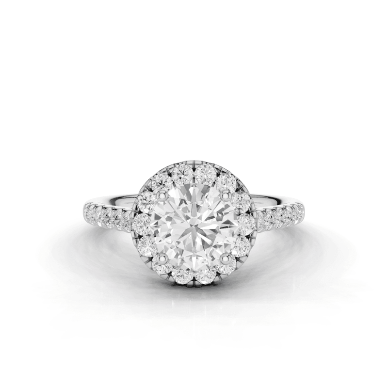 Sunflower Round Cut Diamond Halo Ring