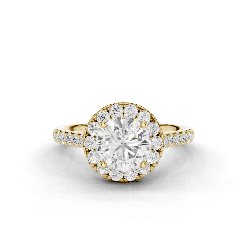 Sunflower Round Cut Diamond Halo Ring