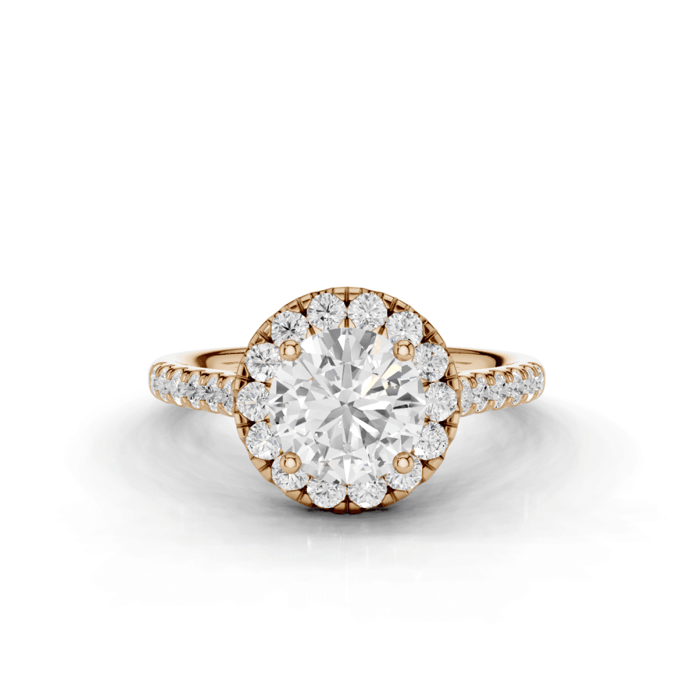 Sunflower Round Cut Diamond Halo Ring
