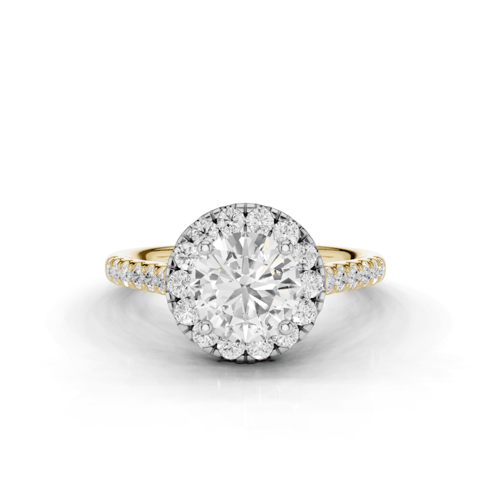 Sunflower Round Cut Diamond Halo Ring