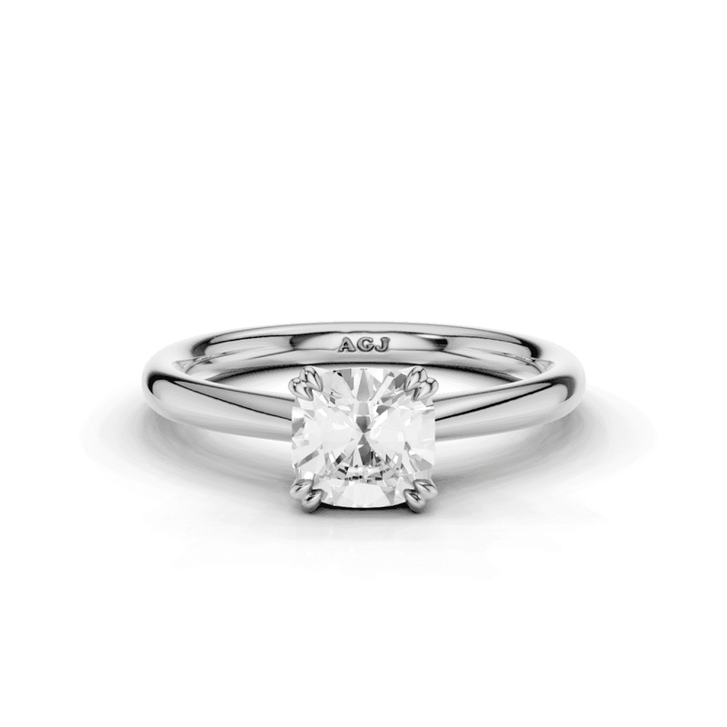 Caspia Cushion Cut Double Claw Diamond Solitaire Ring