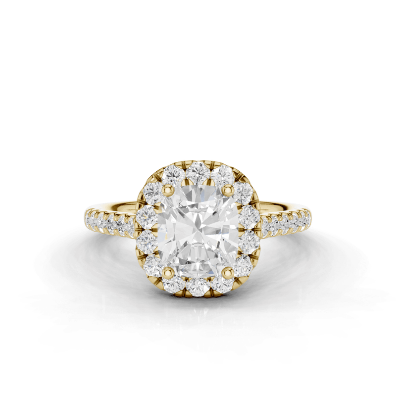 Sunflower Cushion Cut Diamond Halo Ring