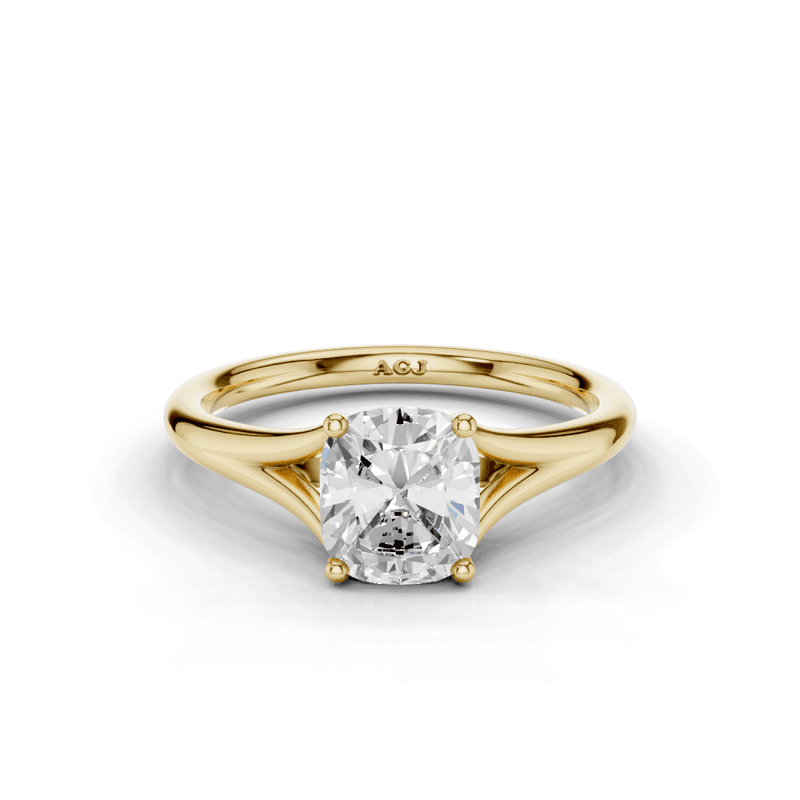 Iris Cushion Cut Diamond Split Shank Solitaire Ring
