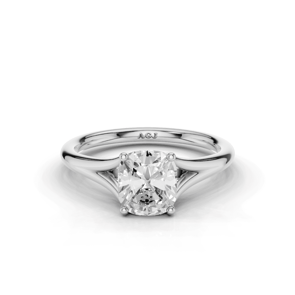 Iris Cushion Cut Diamond Split Shank Solitaire Ring