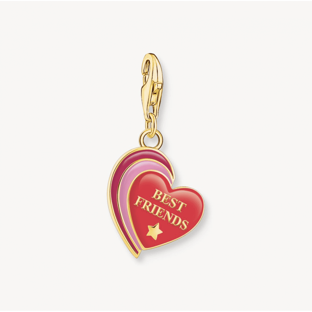 Gold-Plated Charm Pendant in Heart-Shape with Engraving