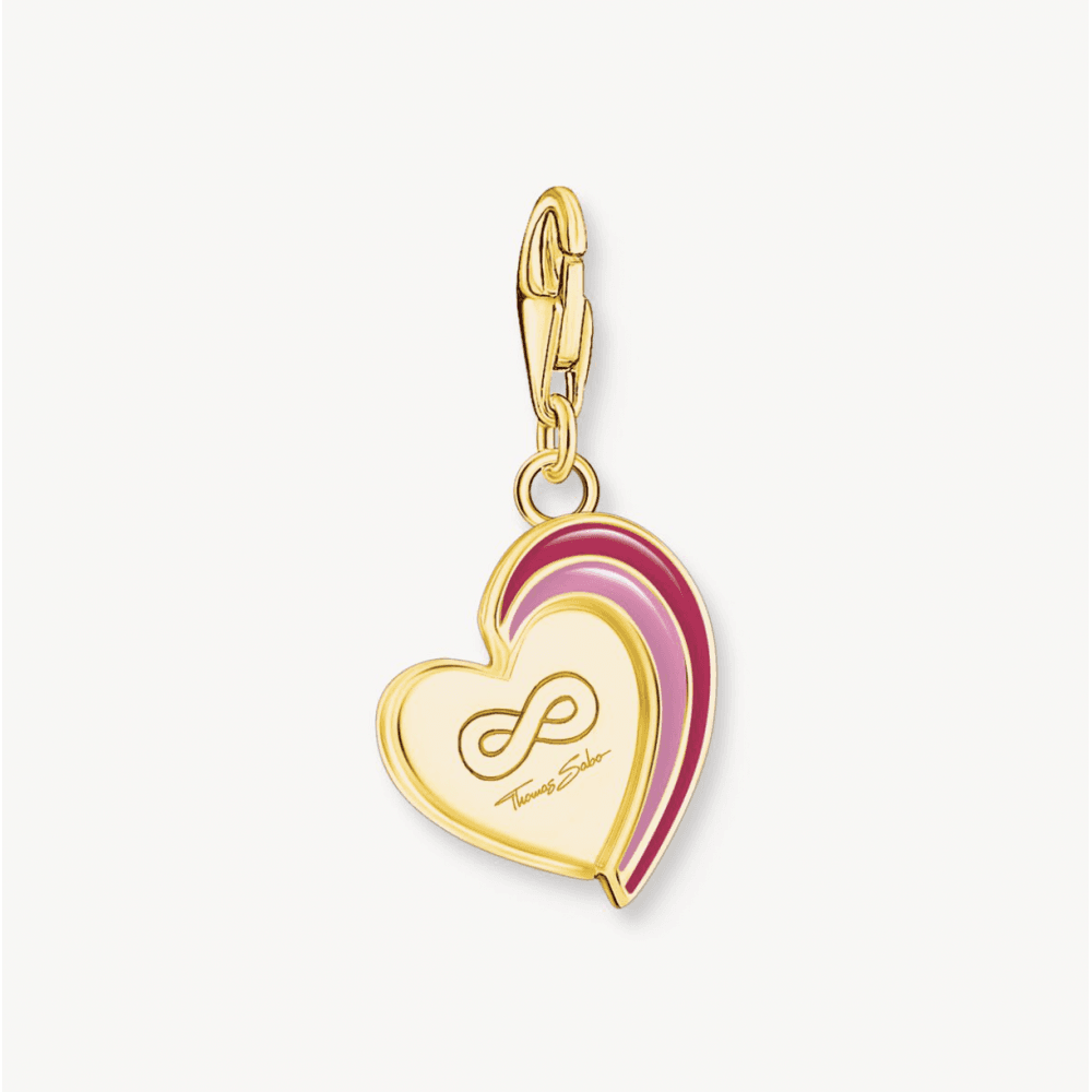 Gold-Plated Charm Pendant in Heart-Shape with Engraving