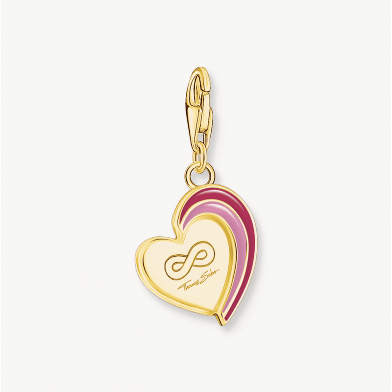 Gold-Plated Charm Pendant in Heart-Shape with Engraving