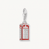 Silver Charm Pendant LONDON Telephone Box with Red Enamel