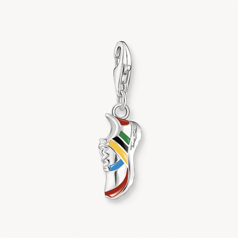Silver Charm Pendant Sports Shoe with Colourful Enamel
