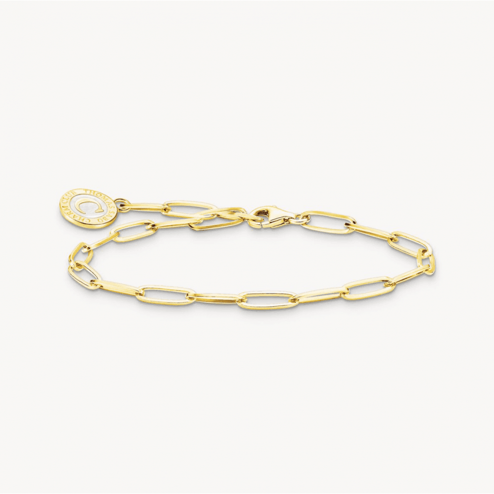 Charm Bracelet with White Coin Gold Plated