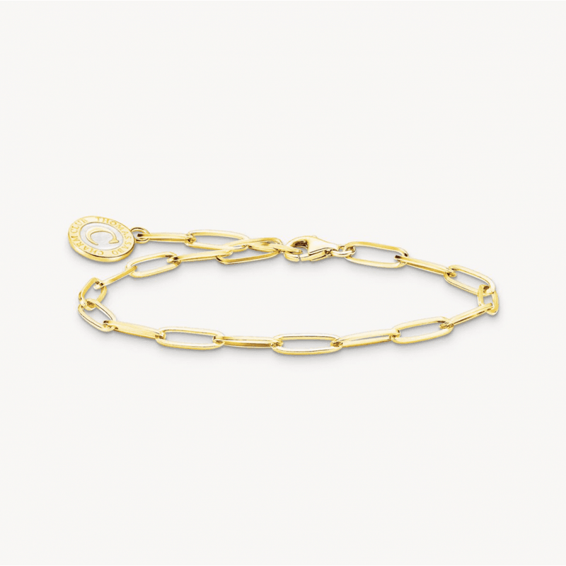 Charm Bracelet with White Coin Gold Plated