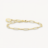 Charm Bracelet with White Coin Gold Plated