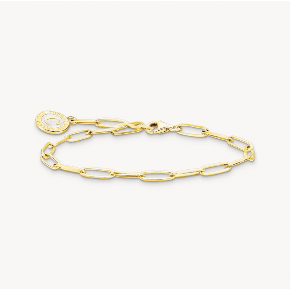 Charm Bracelet with White Coin Gold Plated